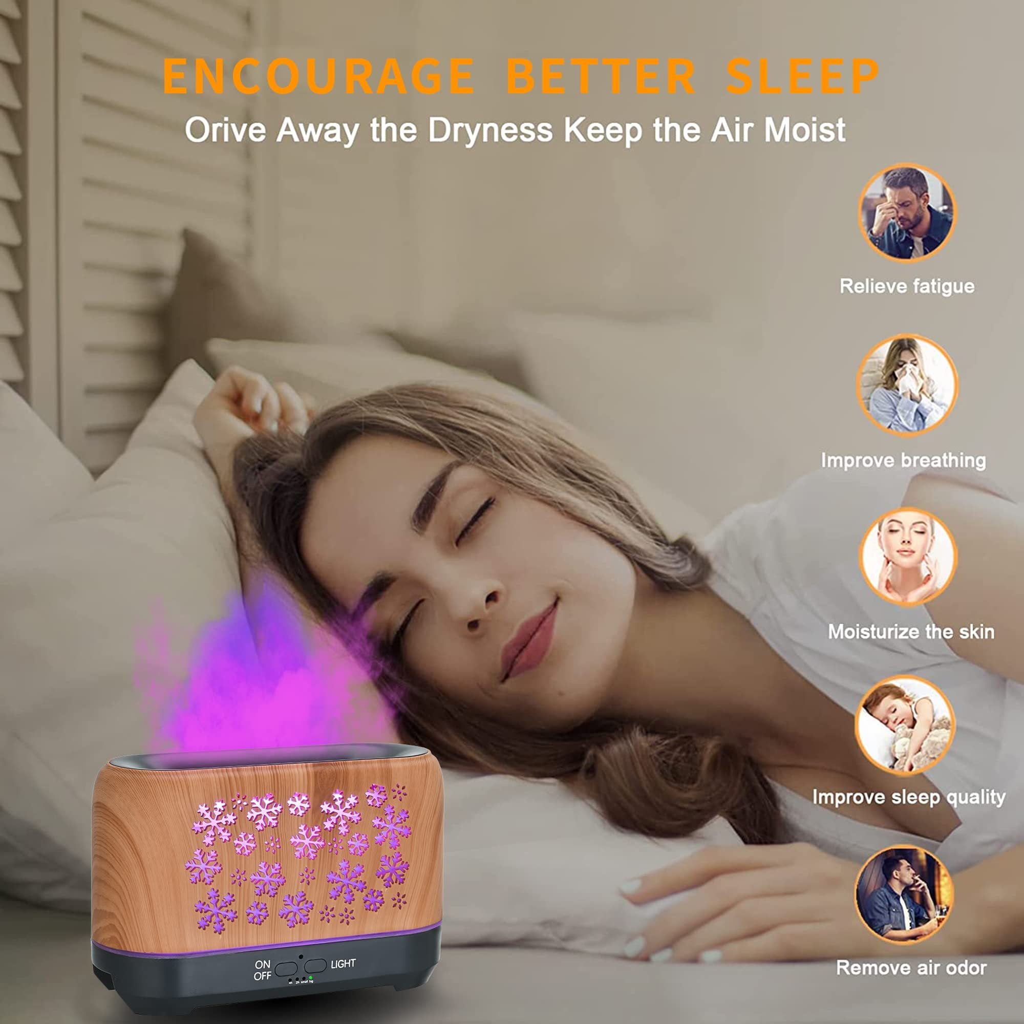 Christmas Snowflake Pattern Humidifier Household Colorful Aromatherapy Humidifier Atmosphere Colorful Diffuser - Bellarte Enchanté Christmas Snowflake Pattern Humidifier Household Colorful Aromatherapy Humidifier Atmosphere Colorful Diffuser